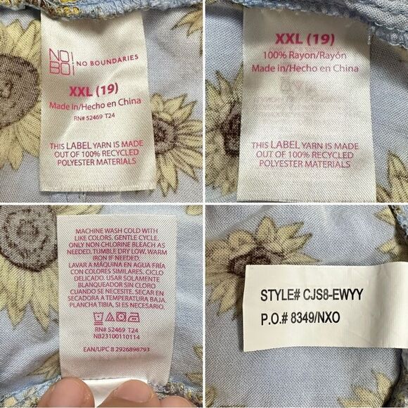 No Boundaries Blue Sunflower Tie Front Shirt & Short Set - Picture 12 of 13